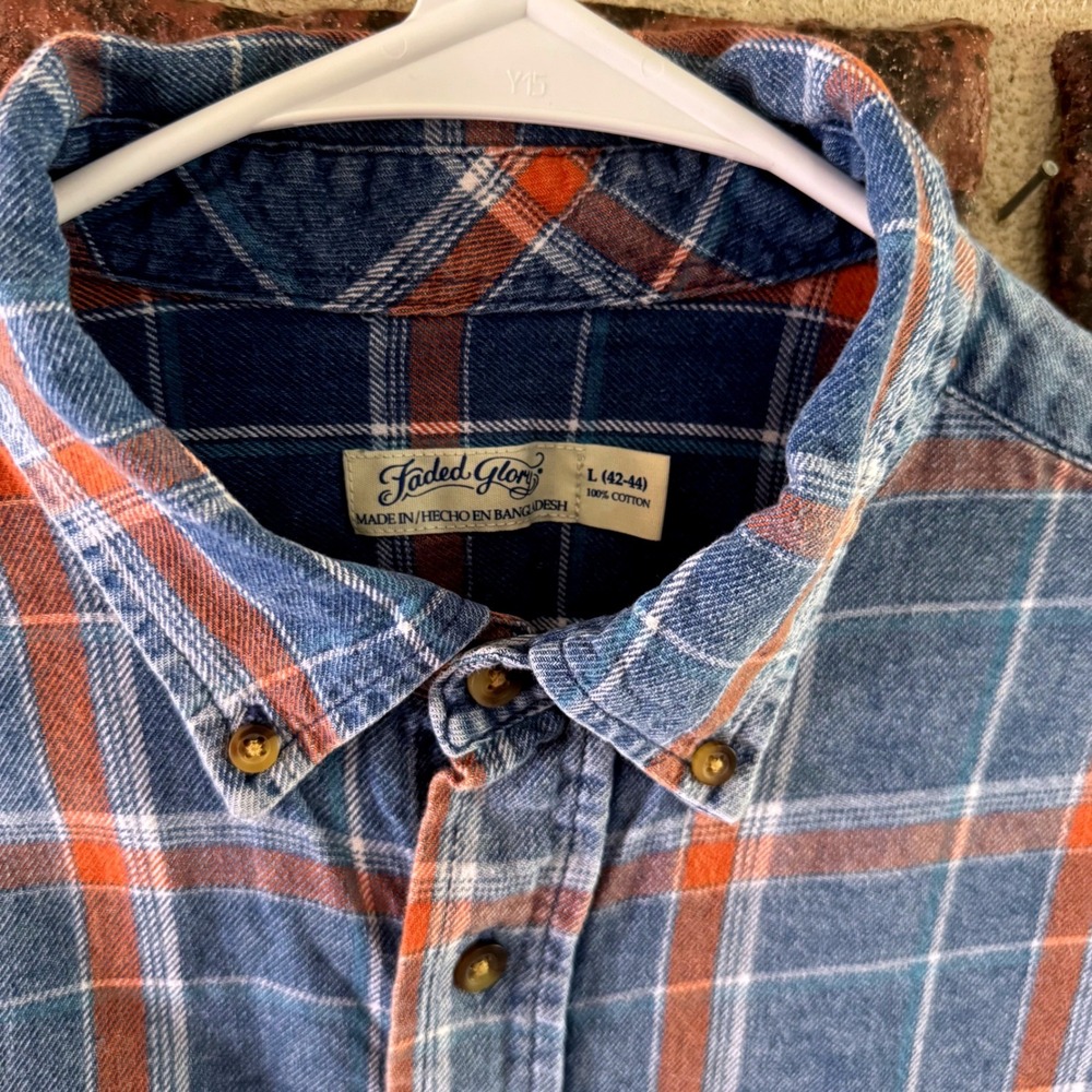Plaid Flannel Mens Shirt Large Lumberjack Cottagecore Cabin Workwear Grunge Fall - Picture 3 of 6